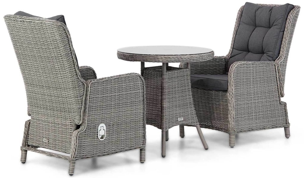 Tuinset Rond 2 personen 70 cm Wicker Grijs Garden Collections Kingston/Bolton