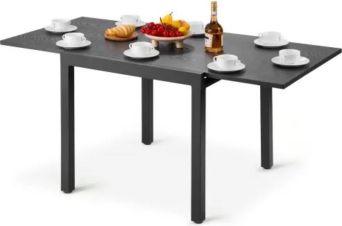 VEVOR uitschuifbare terrastafel, tuintafel, balkontafel (80-160 cm) van koolstofstaal + aluminium, eettafel voor buiten, tuin, terras, tuin, veranda, waterdicht, draagvermogen 68 kg, donkergrijs