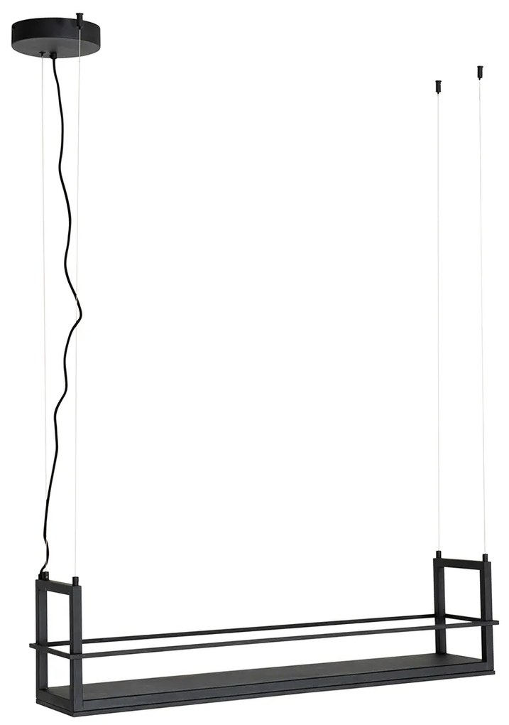Hanglamp zwart met rek incl. LED 3-staps dimbaar - Cage Rack