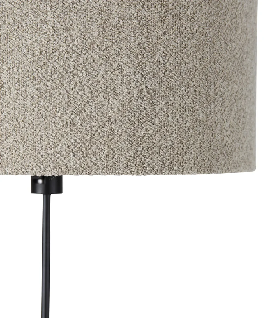 Vloerlamp zwart verstelbaar met boucle kap taupe 50 cm - Parte Design E27 rond Binnenverlichting Lamp