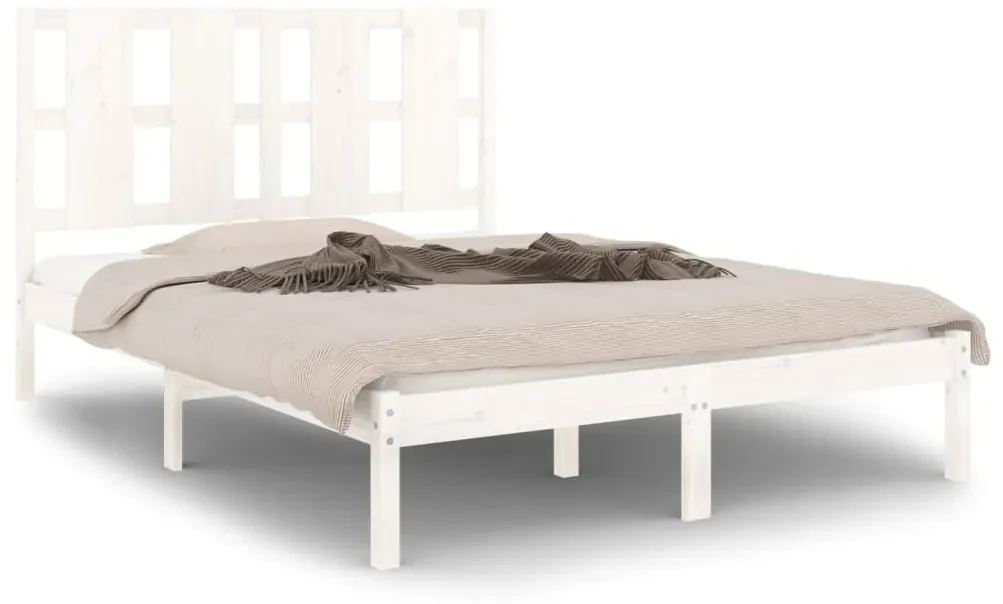 vidaXL Bedframe massief hout wit 135x190 cm 4FT6 Double