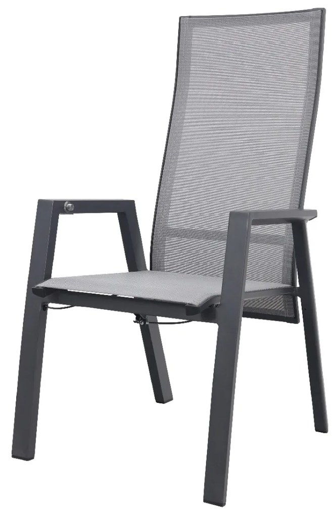 Azoren dining tuinstoel verstelbaar (incl. kussen) - Antraciet