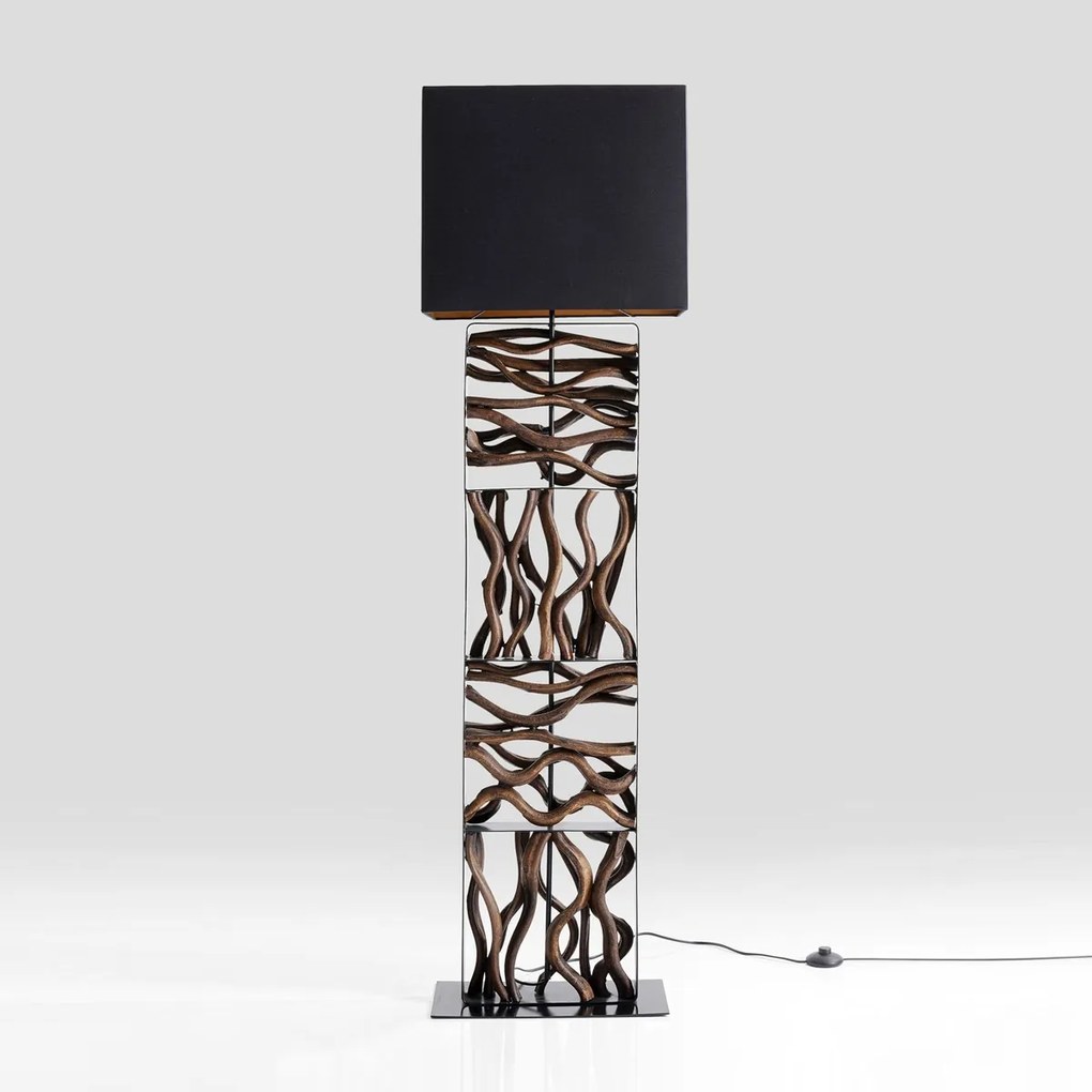 Zwarte Vloerlamp Met Hout