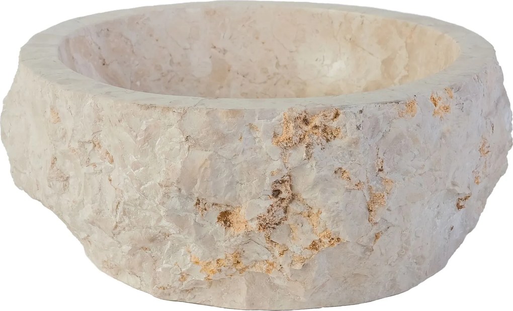 Sanigoods River waskom van natuur marmer 30-35x15cm crème