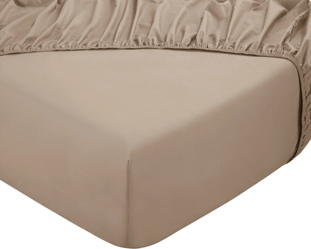 Hoeslaken King - 100% katoensatijn - 140x200 - beige