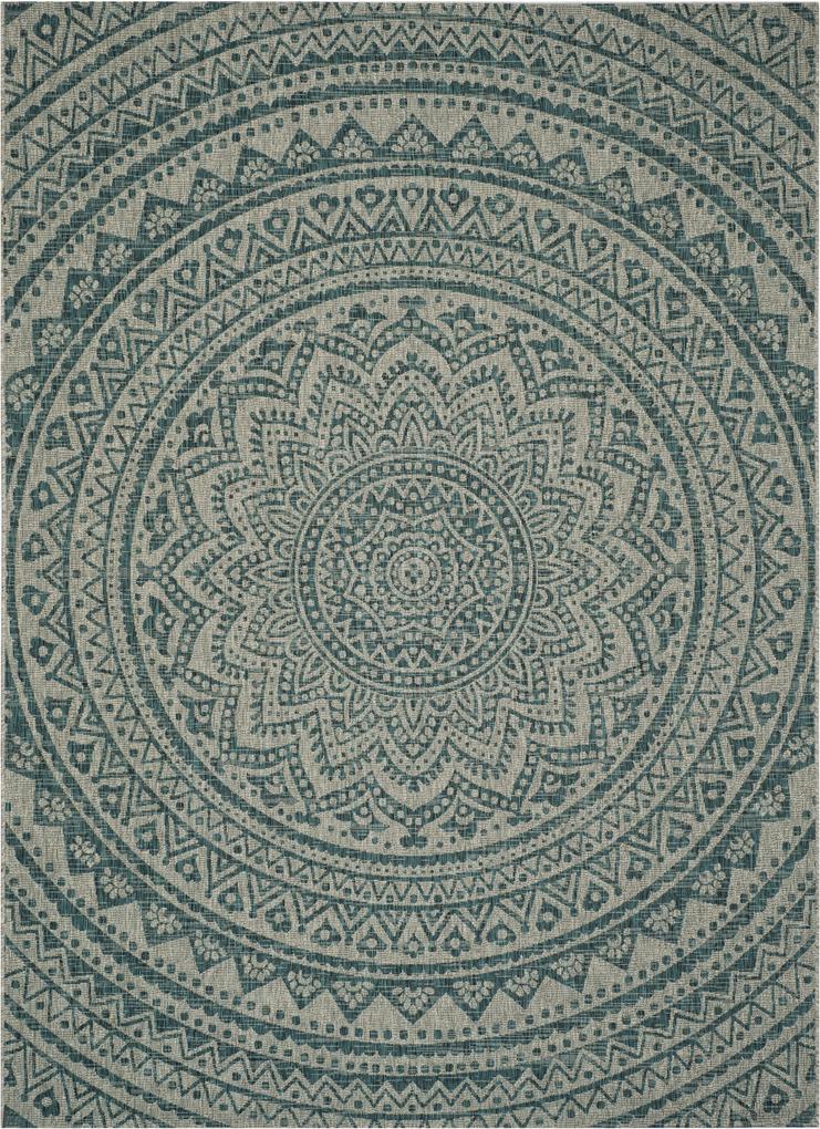 Safavieh | In- & outdoor vloerkleed Kalene 120 x 180 cm lichtgrijs, groenblauw vloerkleden polypropyleen vloerkleden & woontextiel vloerkleden