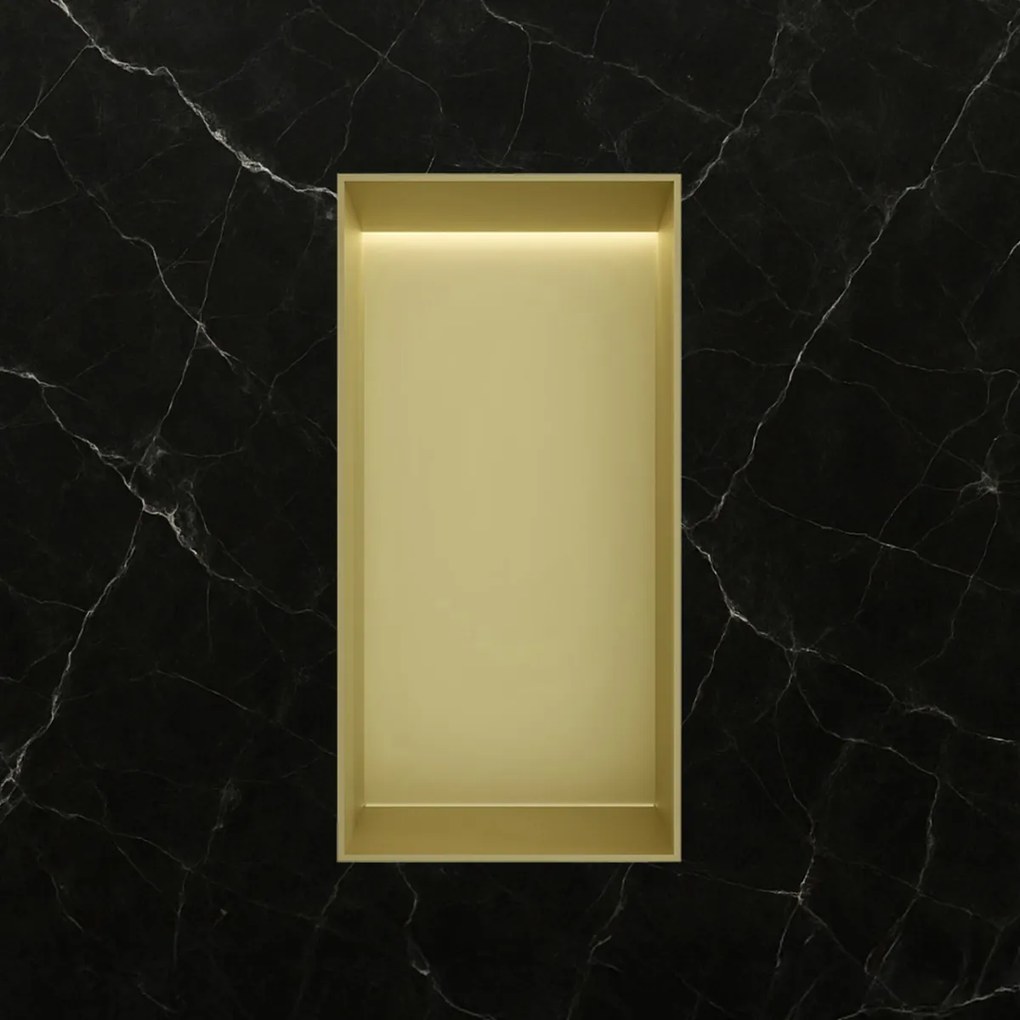 Hotbath &More frameless inbouwnis met verlichting 30x15x10cm geborsteld messing PVD