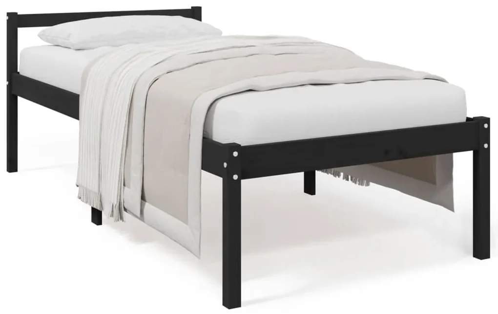vidaXL Bedframe massief grenenhout zwart 100x200 cm