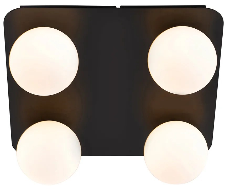 Moderne badkamer plafondlamp zwart vierkant 4-lichts - Cederic Modern G9 IP44 Lamp