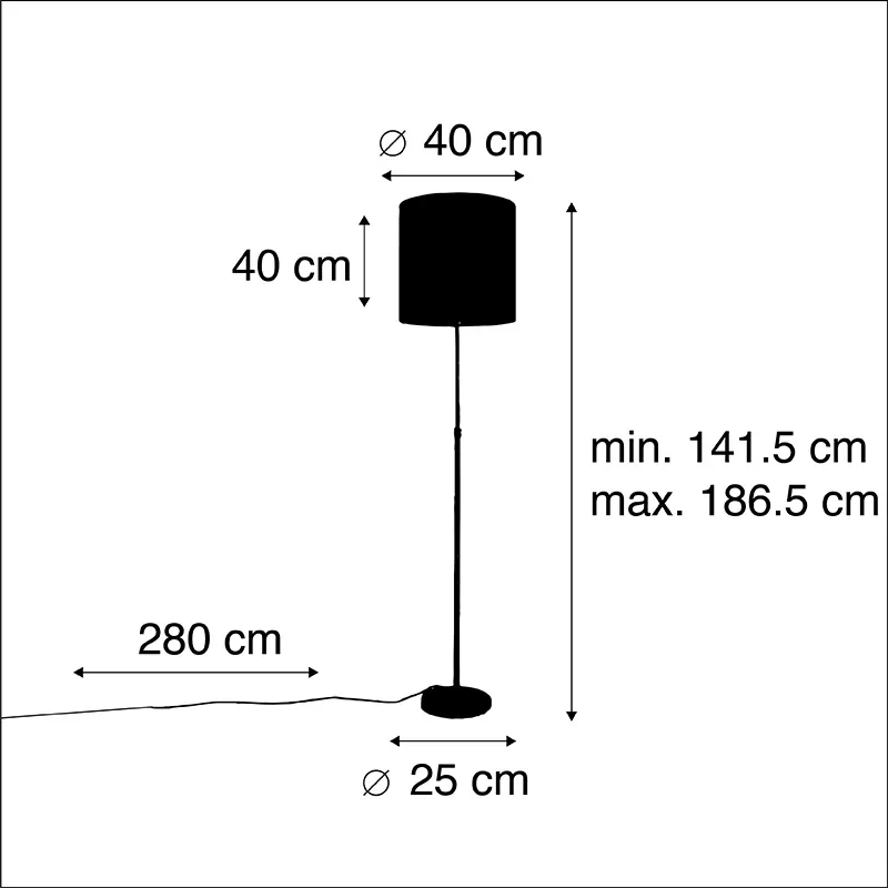 Vloerlamp goud/messing met velours kap vlinders 40/40 cm - Parte Klassiek / Antiek E27 cilinder / rond rond Binnenverlichting Lamp