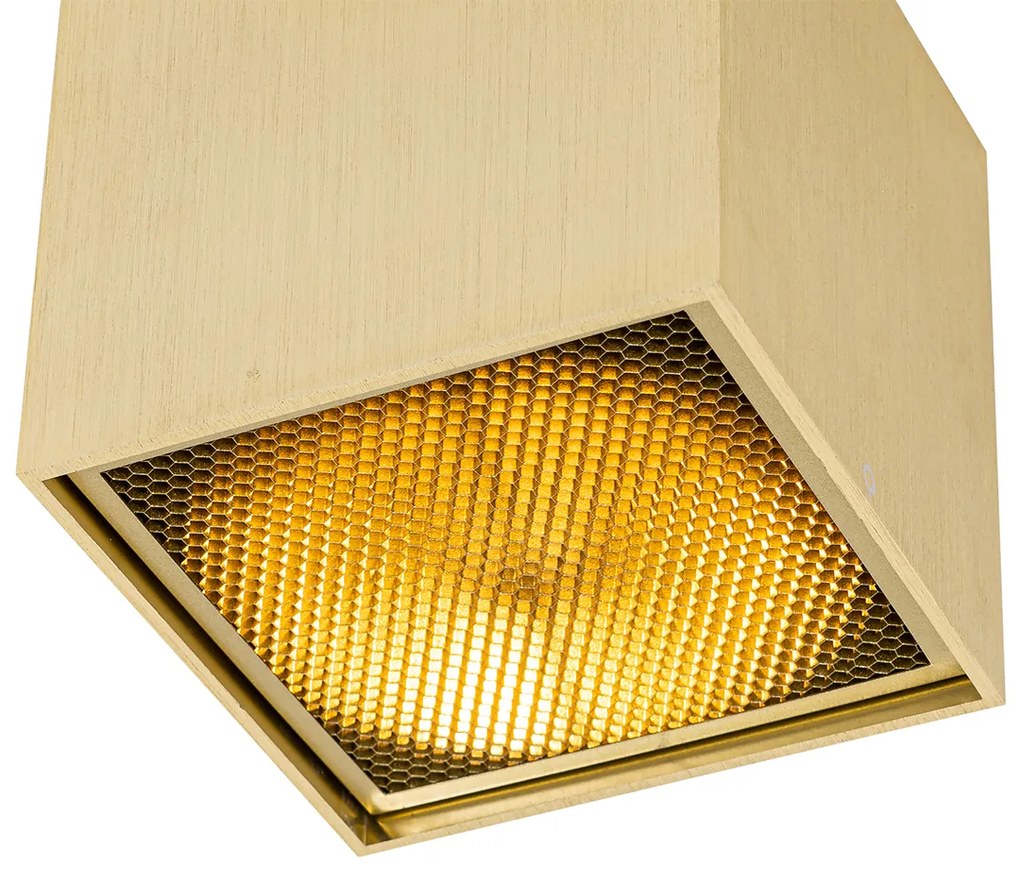 Design opbouwSpot / Opbouwspot / Plafondspot goud GU10 111mm - Box Honey Design GU10 kubus / vierkant Binnenverlichting Lamp