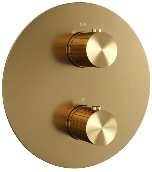 BRAUER Stripe 3-weg Inbouwthermostaat - rond - in- en afbouwdelen - goud geborsteld PVD 5-GG-354