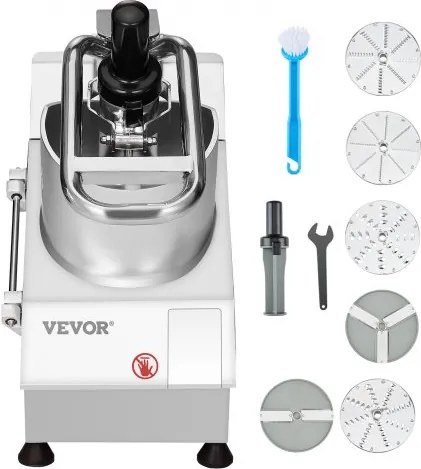 VEVOR Keukenmachine Groentesnijder Groentehakker 2 Vulopeningen, Snijder Gemaakt van Roestvrij Staal van Voedselkwaliteit met 6 Verwijderbare Messen, 3/5/7/10 mm Rasp, 2/4 mm Snijmes, voor Groenten Fruit