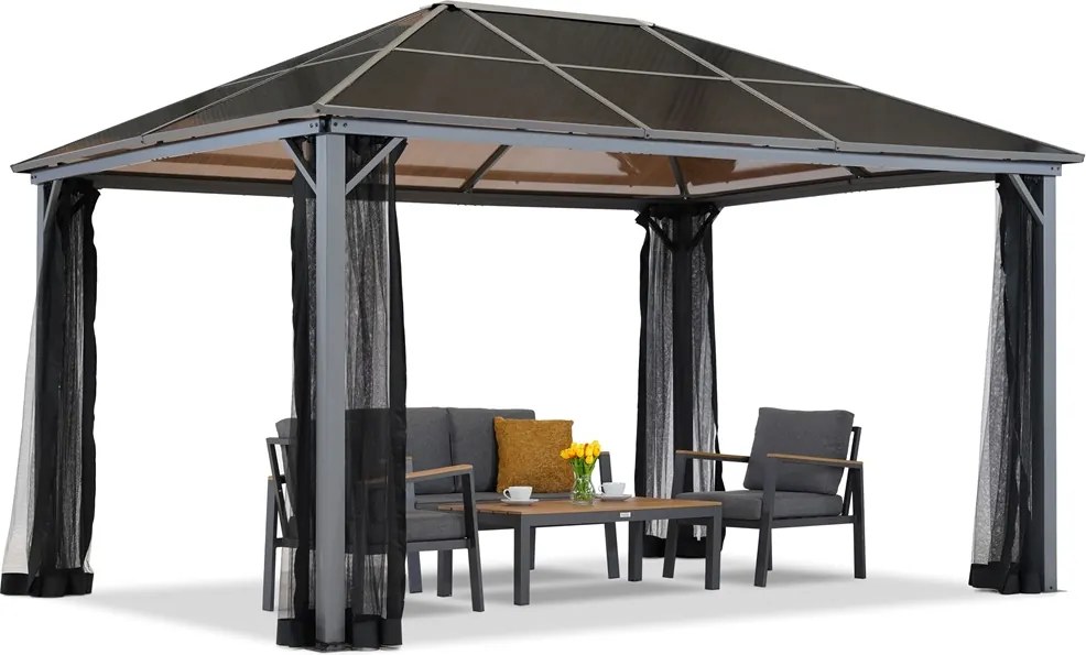 Tuinhuisje Milos 3x4m met klamboe Tuinpunt grijs