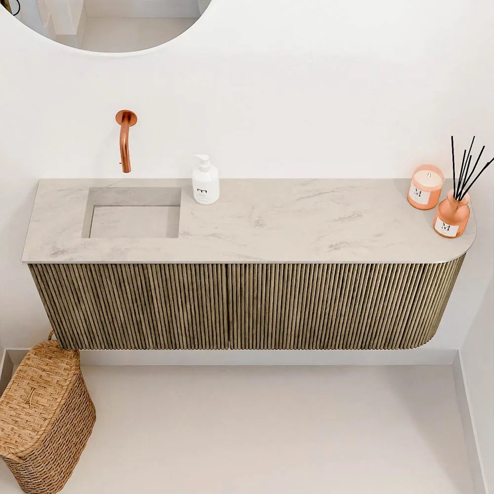 Mondiaz Joya DLux 100cm toiletmeubel ronding rechts dusk met wastafel faye links zonder kraangat opalo