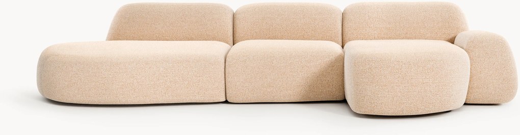 Modulaire bouclé hoekbank Wolke (4-zits) met chaise longue