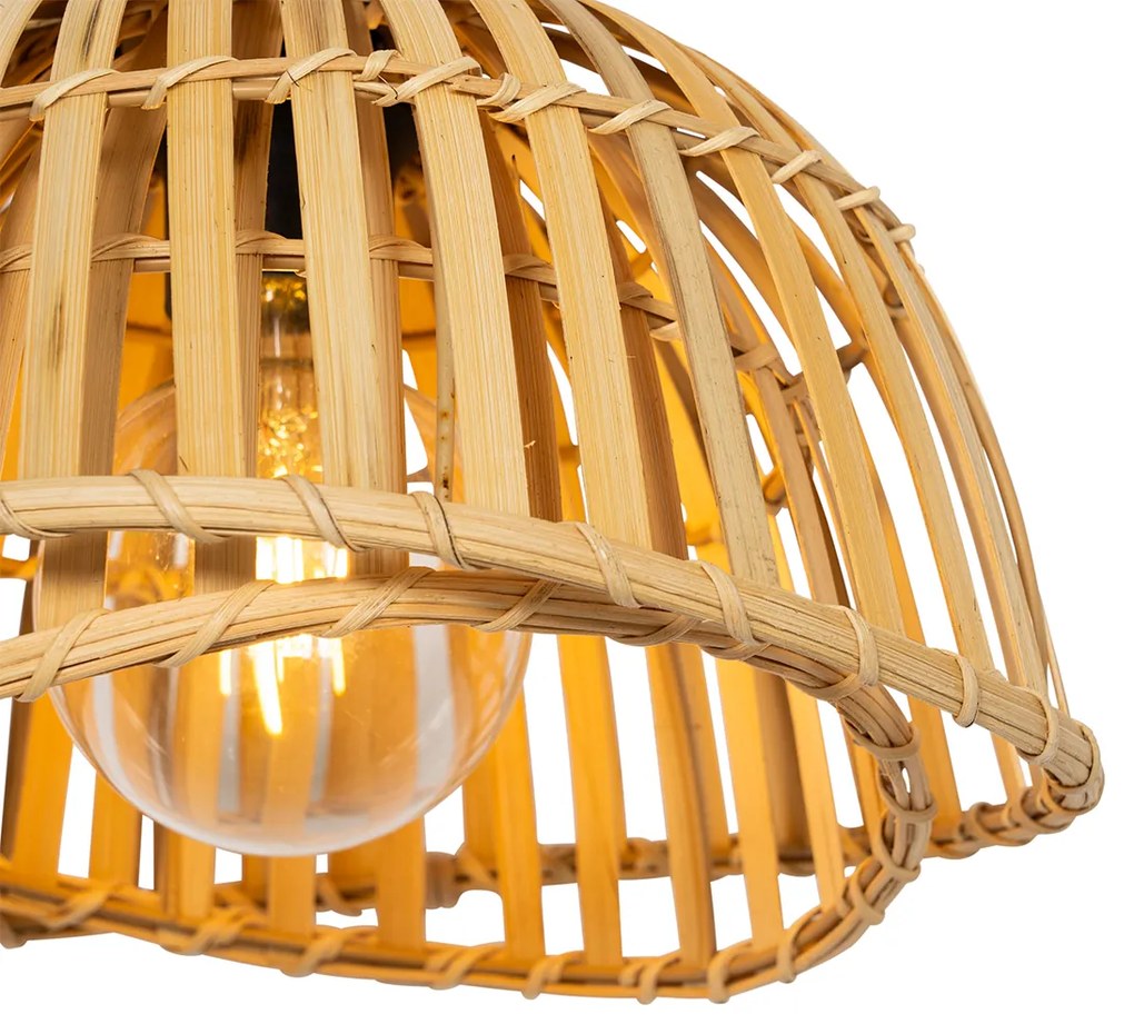Oosterse hanglamp zwart met naturel bamboe 30 cm - Pua