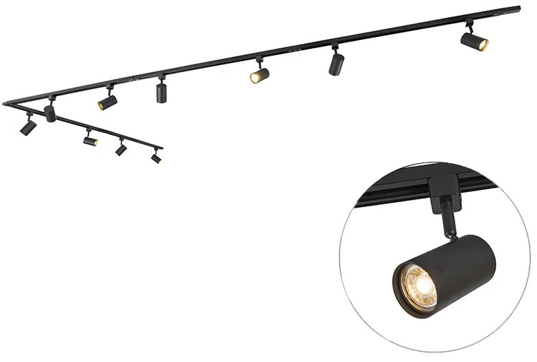 Smart railsysteem zwart 1-fase 10-lichts incl. Wifi GU10 - Jeana Modern GU10 Binnenverlichting Lamp