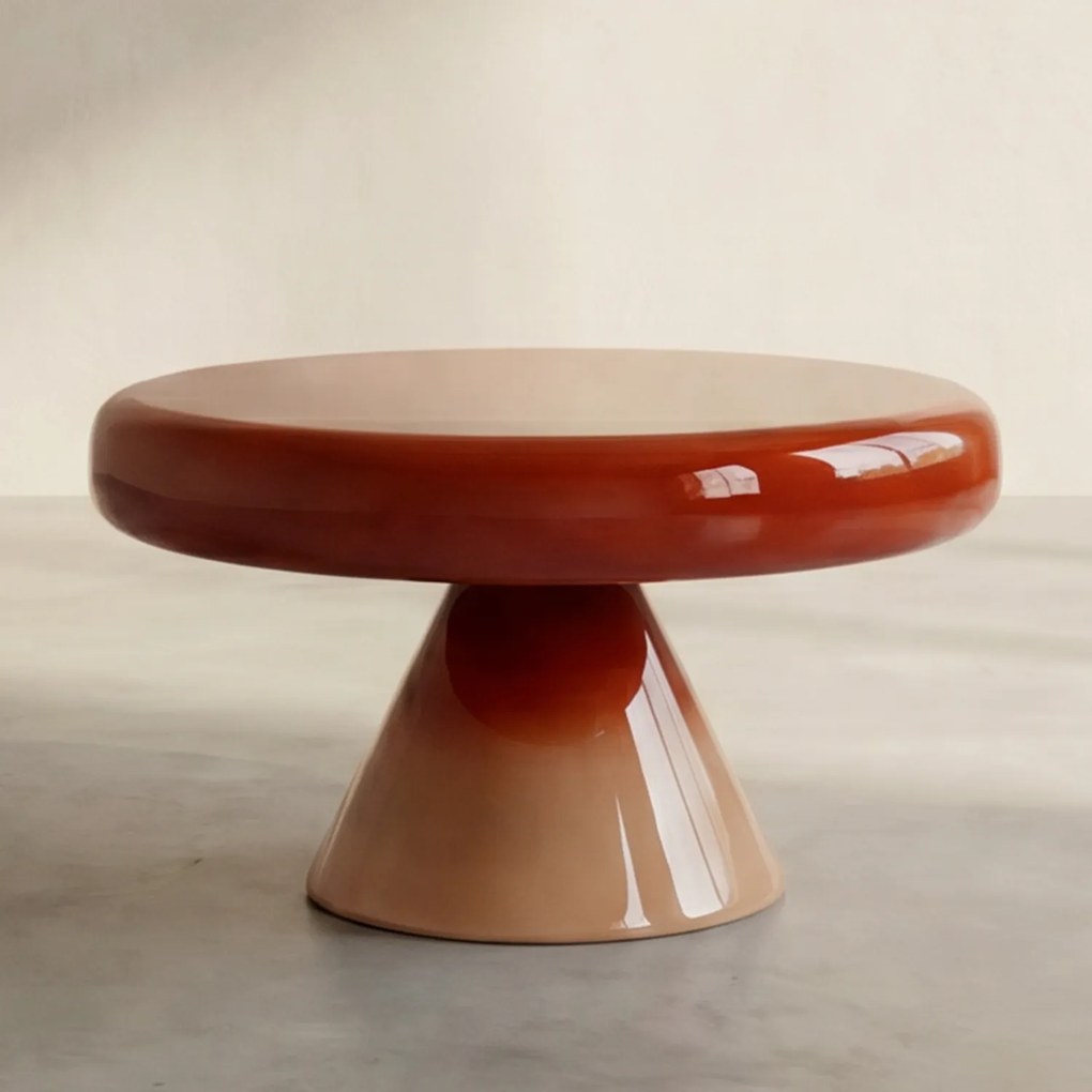 Kare Design Rici 60 Retro Bijzettafel Emaille Geel Beige - 60 X 60cm.