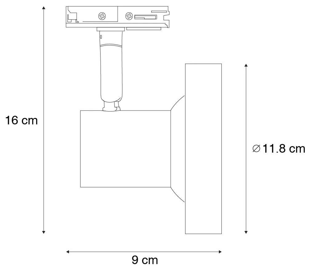 Moderne 1-fase railspot zwart GU10 111mm - Iconic Jeany