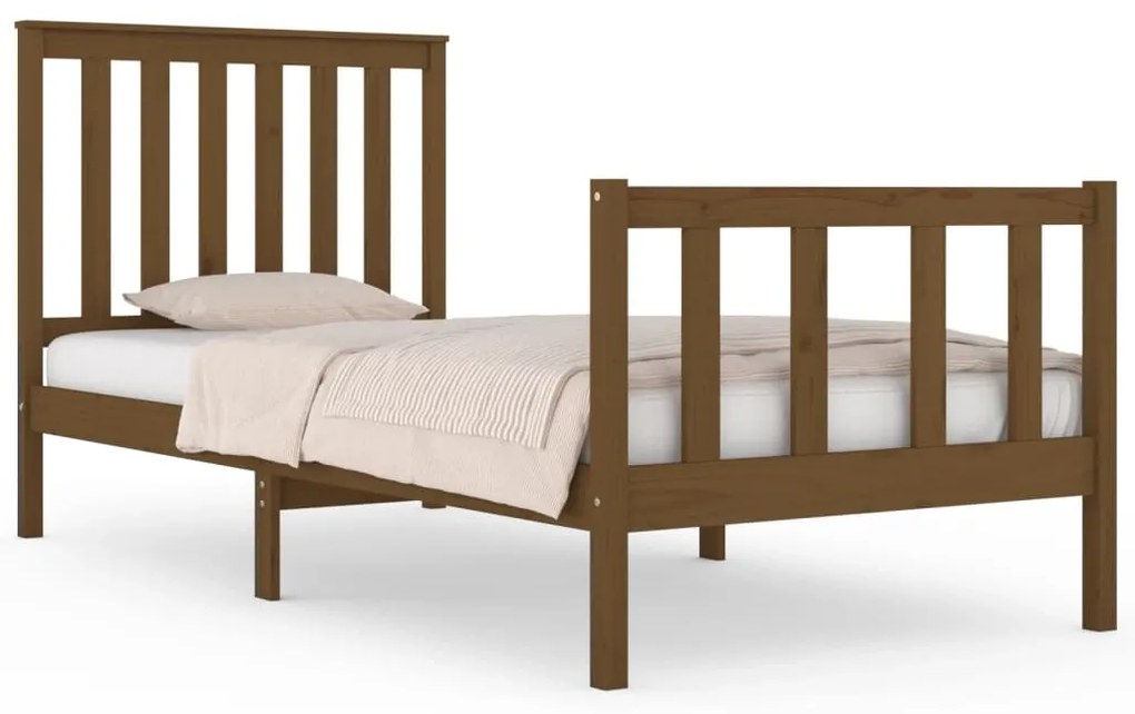 vidaXL Bedframe grenenhout honingbruin 75x190 cm 2FT6 Small Single