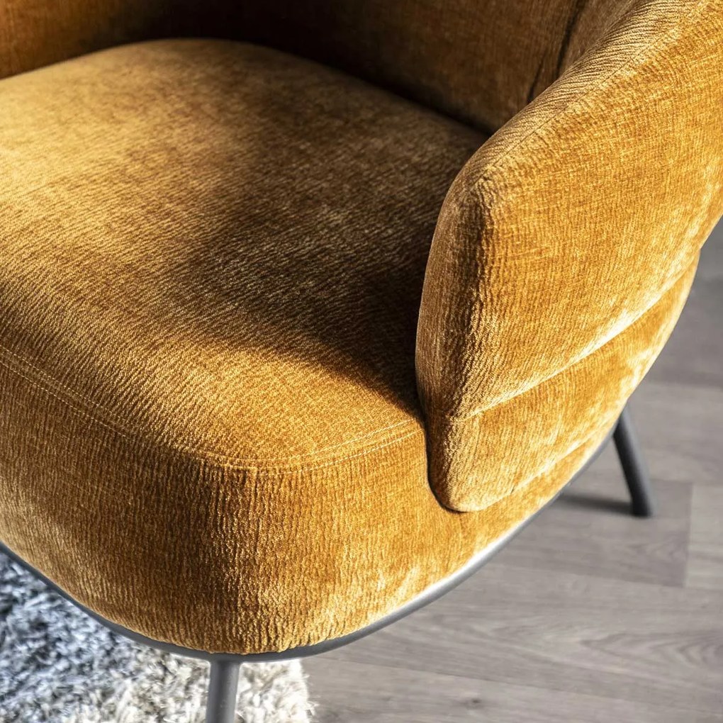 Zachte Fauteuil Met Ronde Rug Mosterd