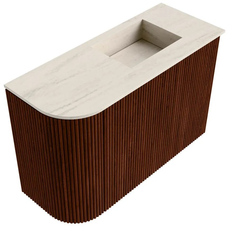 Mondiaz Joya DLux 60cm toiletmeubel ronding links ruby met wastafel faye rechts 1 kraangat meli