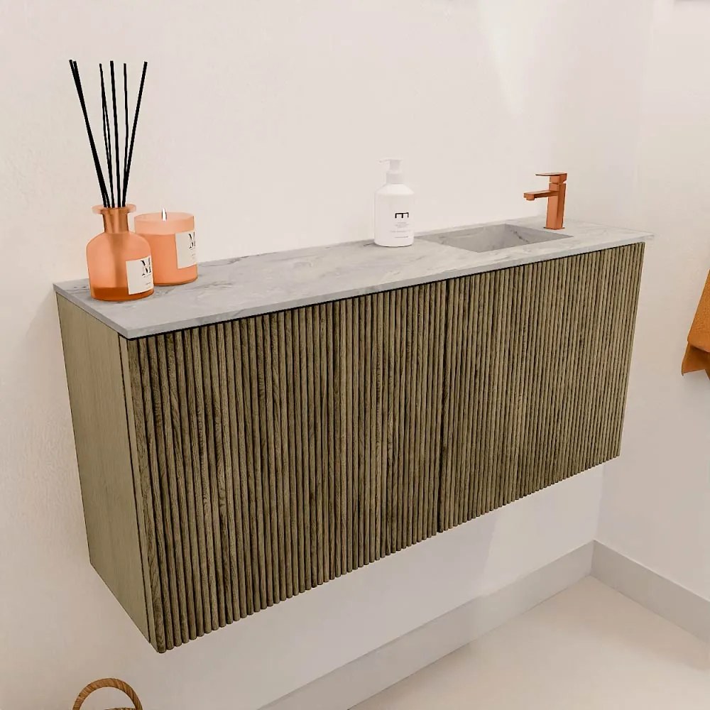 Mondiaz Joya DLux 90cm toiletmeubel dusk met wastafel faye rechts 1 kraangat glace