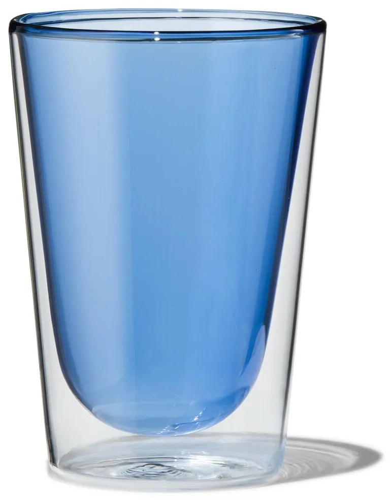 HEMA Dubbelwandig Glas 350ml Blauw