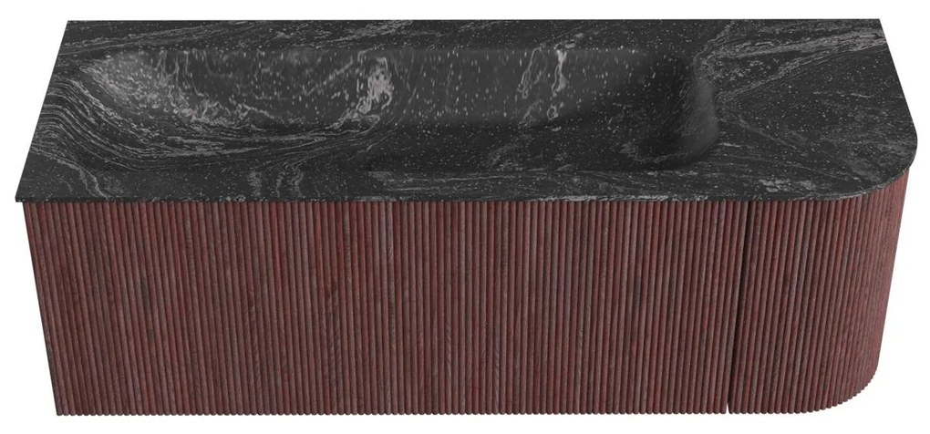 Mondiaz Kurve-dlux 125cm badmeubel ronding rechts ruby met 1 lade en deur en wastafel big medium links zonder kraangat lava