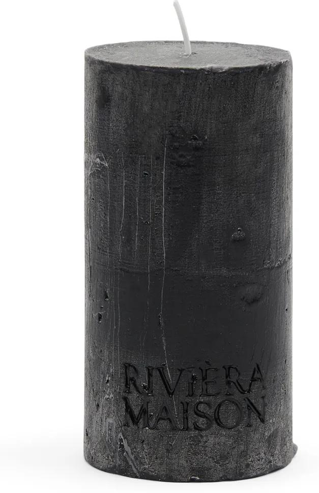 Rivièra Maison - Pillar Candle Rustic black 7x13 - Kleur: wit