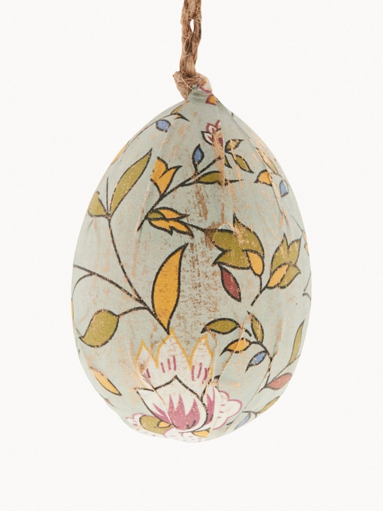 Handbeschilderde paasdecoratie hangers Essilia met bloemmotief, 3 stuks