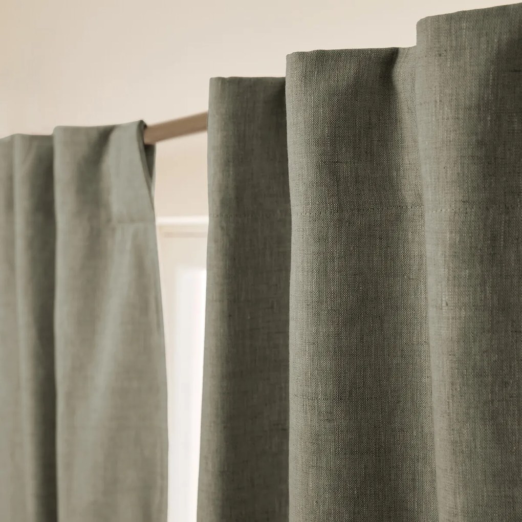 Verduisteringsgordijn van gewassen linnen, verborgen lipjes, Private