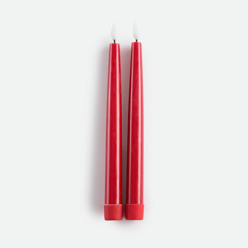 Set van 2 ledkaarsen, van was, hoogte 24,5 cm