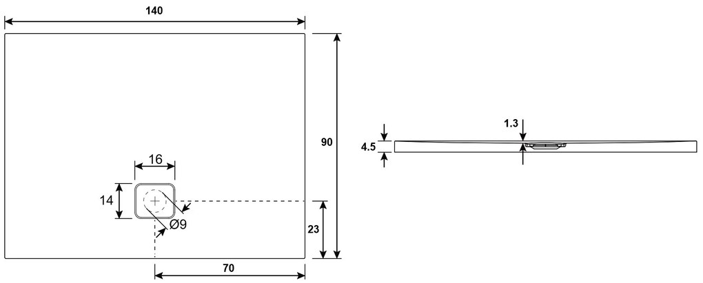Riho Basel douchevloer 140x90cm wit glans