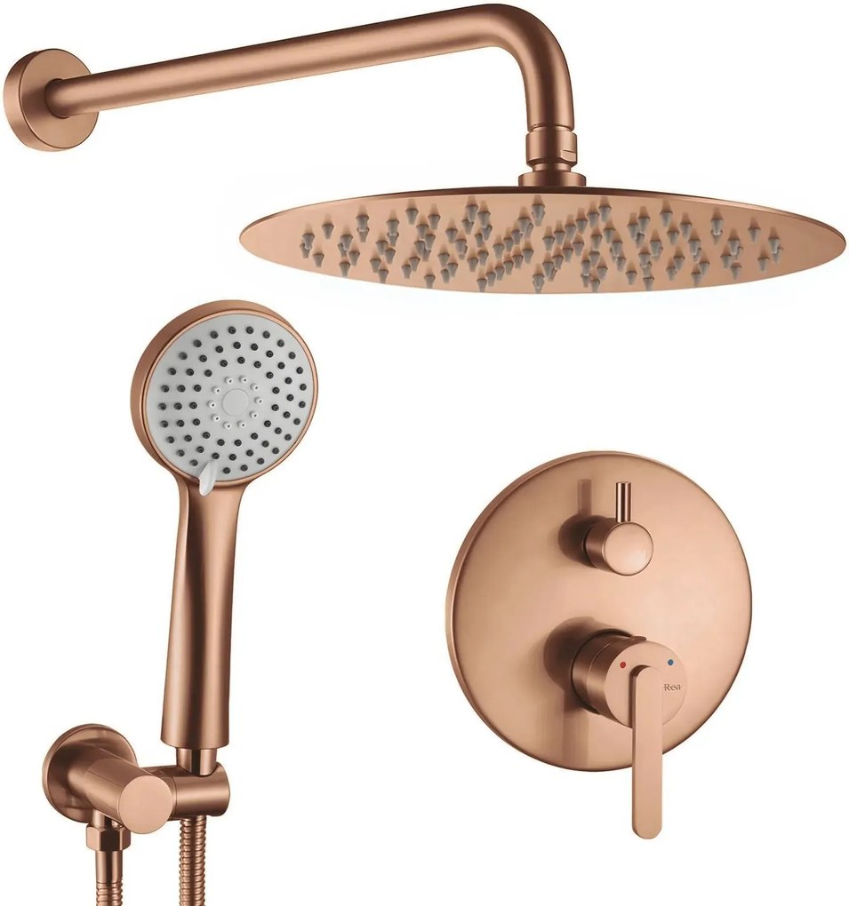 Inbouw regendoucheset Rea Ontario Brush Copper + BOX