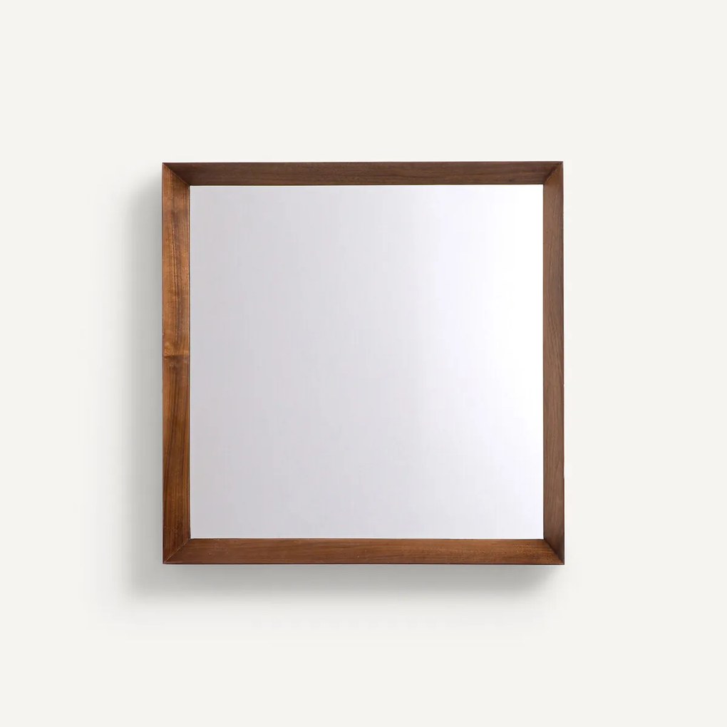 Vierkante spiegel, massief notenhout H60 cm, Andromède