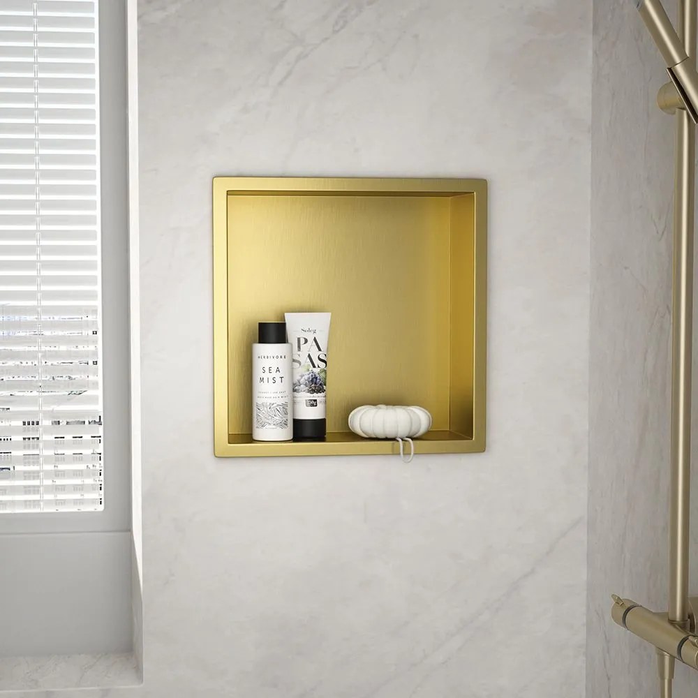 bathroom shelf 30x30 gold brush
