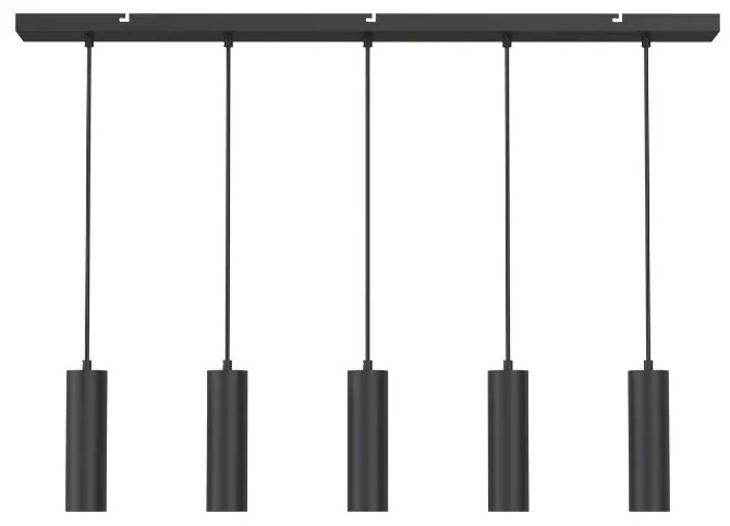 Pendel 5-Lichts hanglamp GU10 Zwart