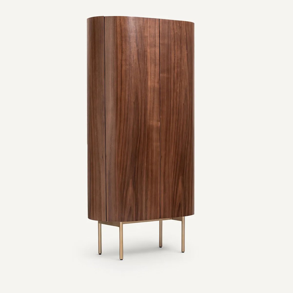 Kast notenhout/leer, Aslen