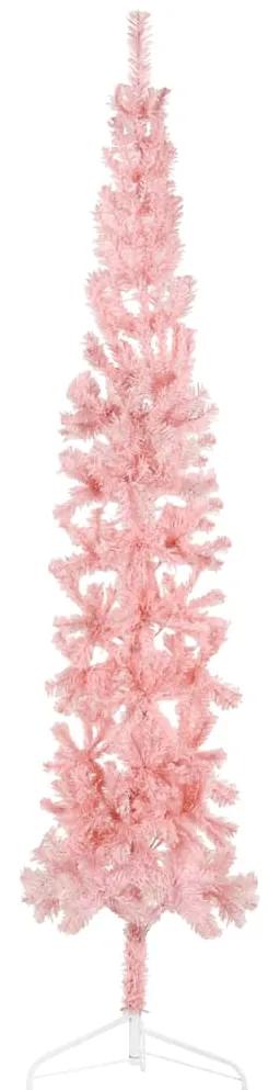 vidaXL Kunstkerstboom half met standaard smal 210 cm roze