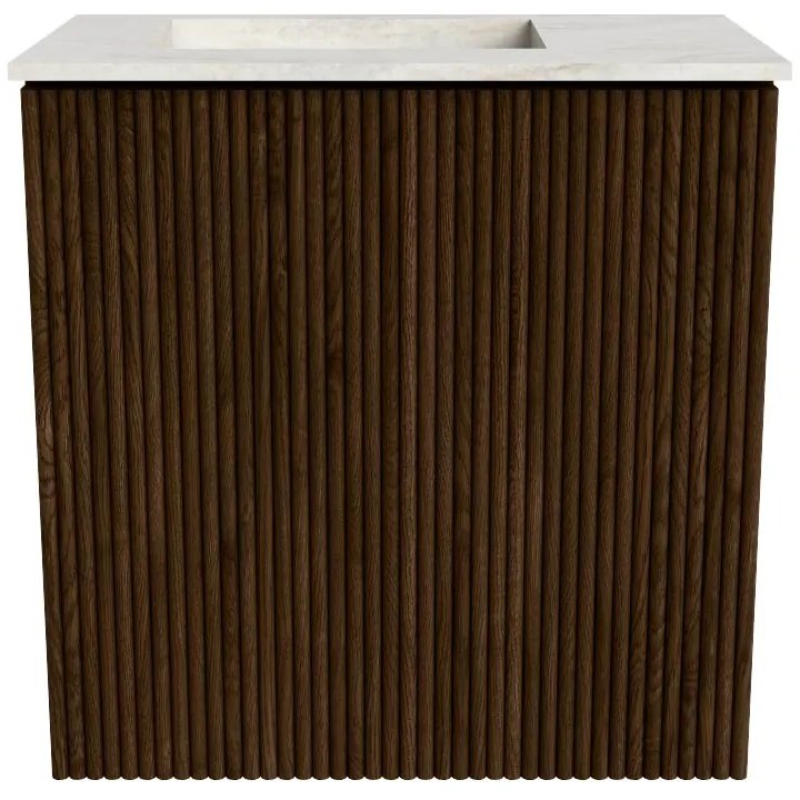 Mondiaz Joya DLux 40cm toiletmeubel walnut met wastafel faye links zonder kraangat ostra