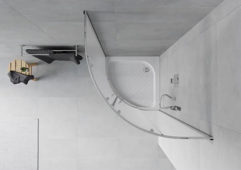 Mexen Rio halve ronde douchecabine 70 x 70 cm, matglas, chroom + douchebak, wit - 863-070-070-01-30-4710