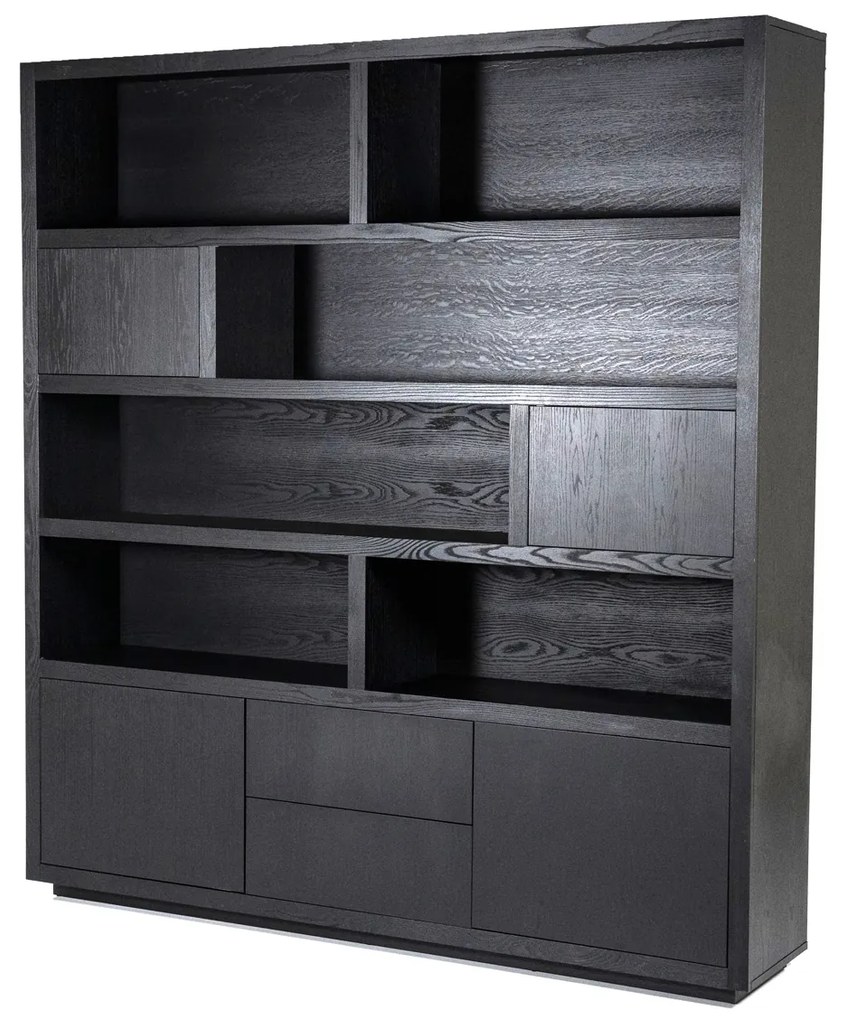 Vakkenkast Zwart Eiken 200 Cm - 200x42x220cm.