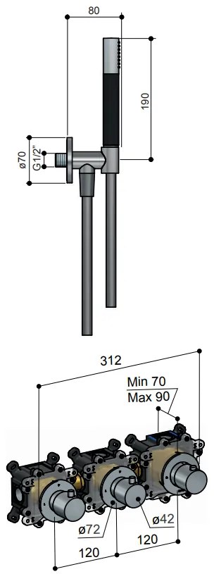 Hotbath Cobber IBS70 inbouwdouche met 15cm plafondbuis geborsteld messing