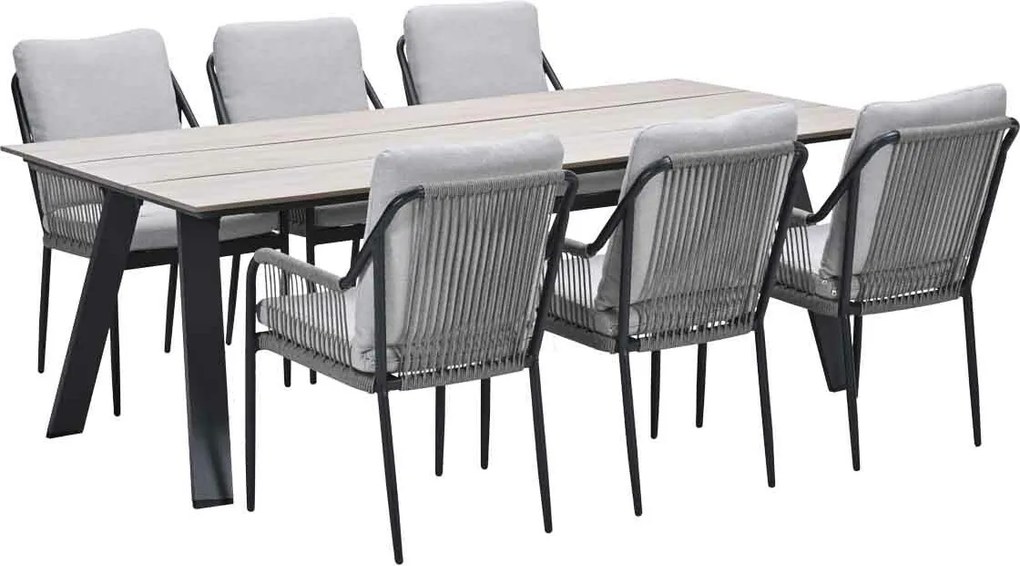 Garden Impressions Stevie tuinset 7-delig - Braga tuintafel 220x100 cm