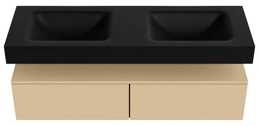 Zaro Alan badmeubel 140cm sand 2 lades met vrijhangende wastafel cloud dubbel zonder kraangat urban