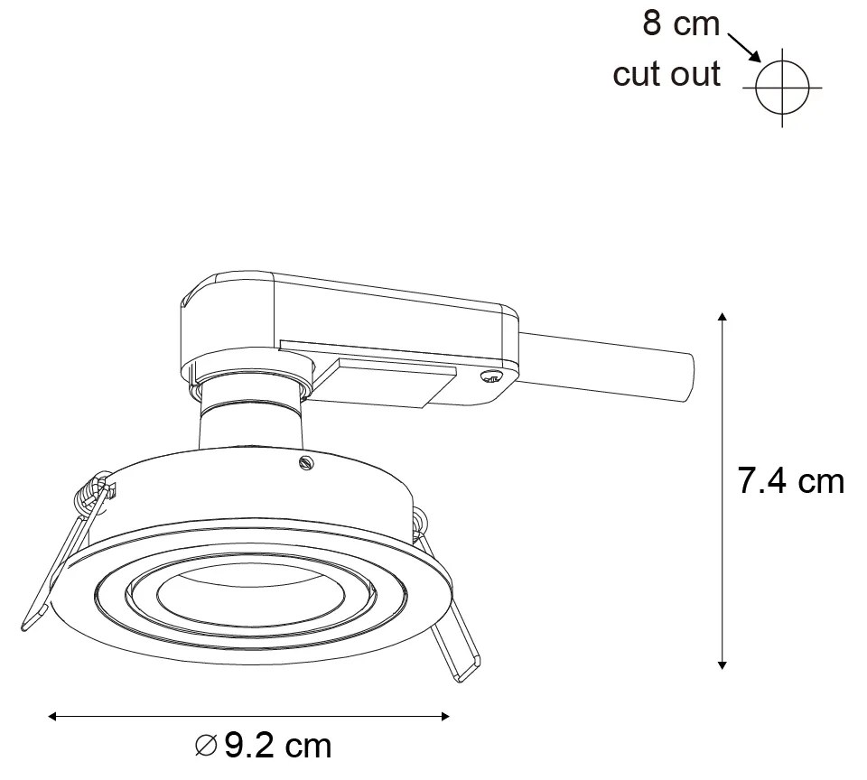 Set van 6 Moderne inbouwspot gunmetal GU10 50mm rond kantelbaar - Rondoo