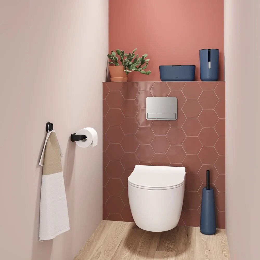 Tiger Tess toiletborstelhouder vrijstaand met Swoop borstel flexibel blauw/zwart