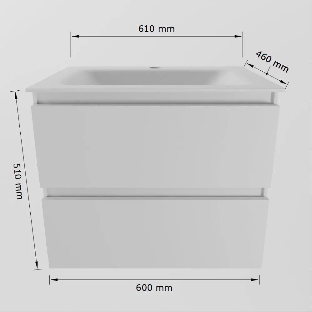 Mondiaz Aivy badmeubel 60cm chai met wastafel solid surface talc midden zonder kraangat en spiegelkast